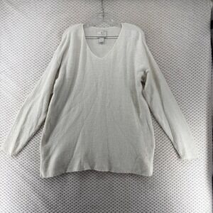 Vintage Express Tricot Ivory Knit Sweater 90s Women L‎ Long Sleeve Cotton Blend